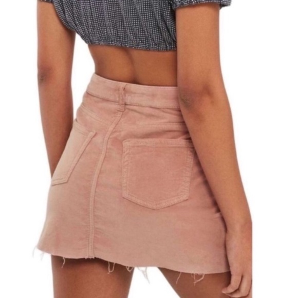 Topshop Moto Pink Velvet Raw Edge Mini Skirt - Picture 8 of 8